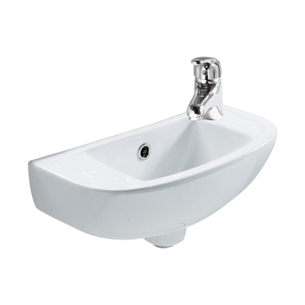 Fienza Compact Slim Wall Basin 1TH RHS, Gloss White