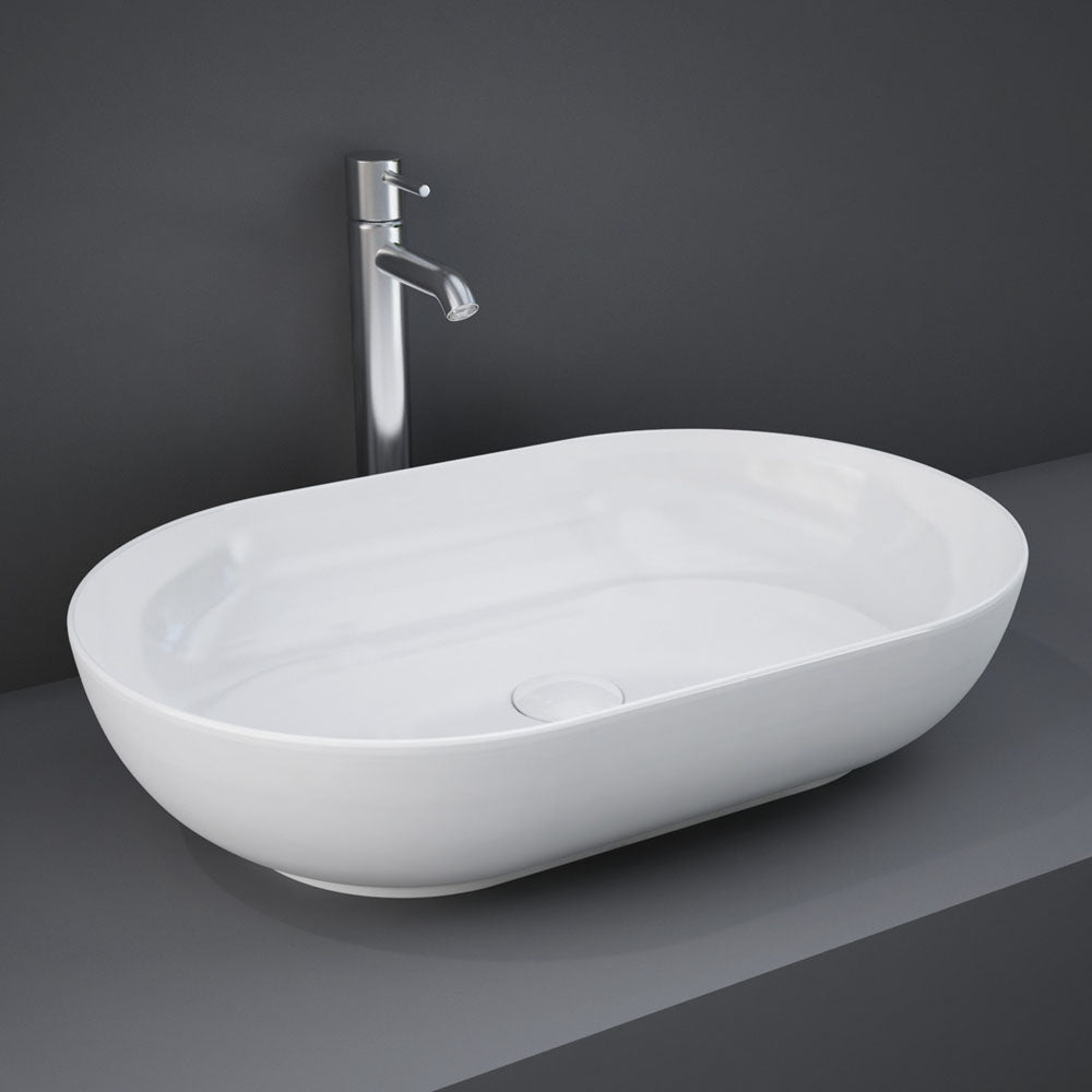 Fienza RAK Feeling Above Counter Oval Basin 550 x 350mm No Overflow, Alpine Gloss White