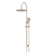 Meir 300mm Round Gooseneck Overhead Shower Rail, Three Function Hand Shower, Champagne