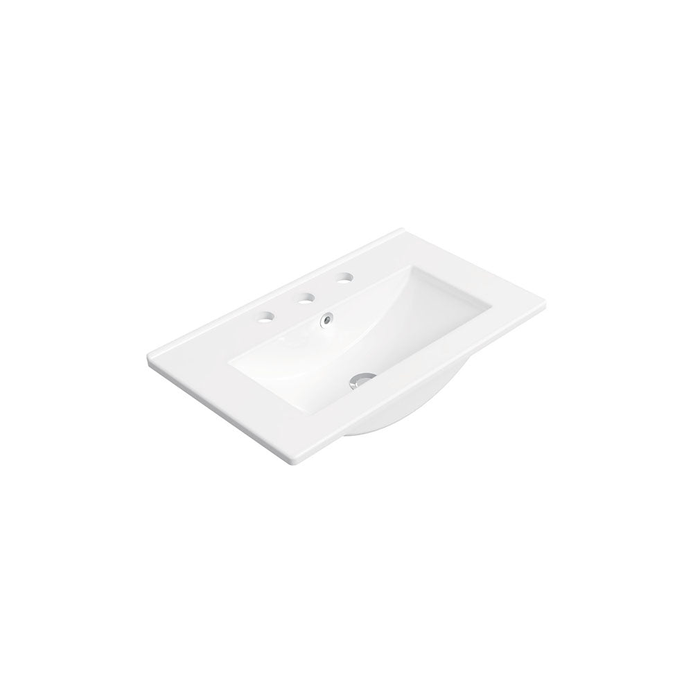 Fienza Delgado 615 x 365mm Ceramic Basin Top Only 3TH, Gloss White