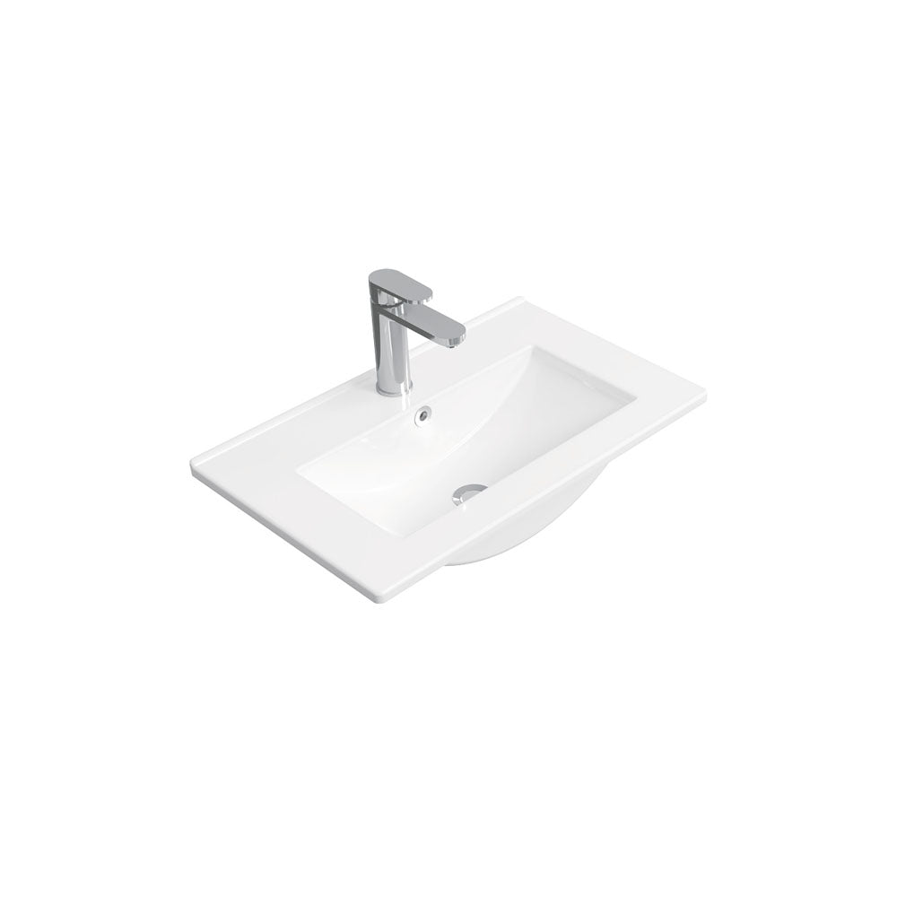 Fienza Delgado 615 x 365mm Ceramic Basin Top Only 1TH, Gloss White