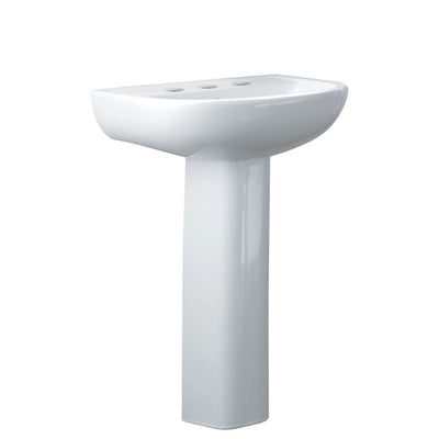 Fienza Compact Pedestal Basin 550 3TH, Gloss White