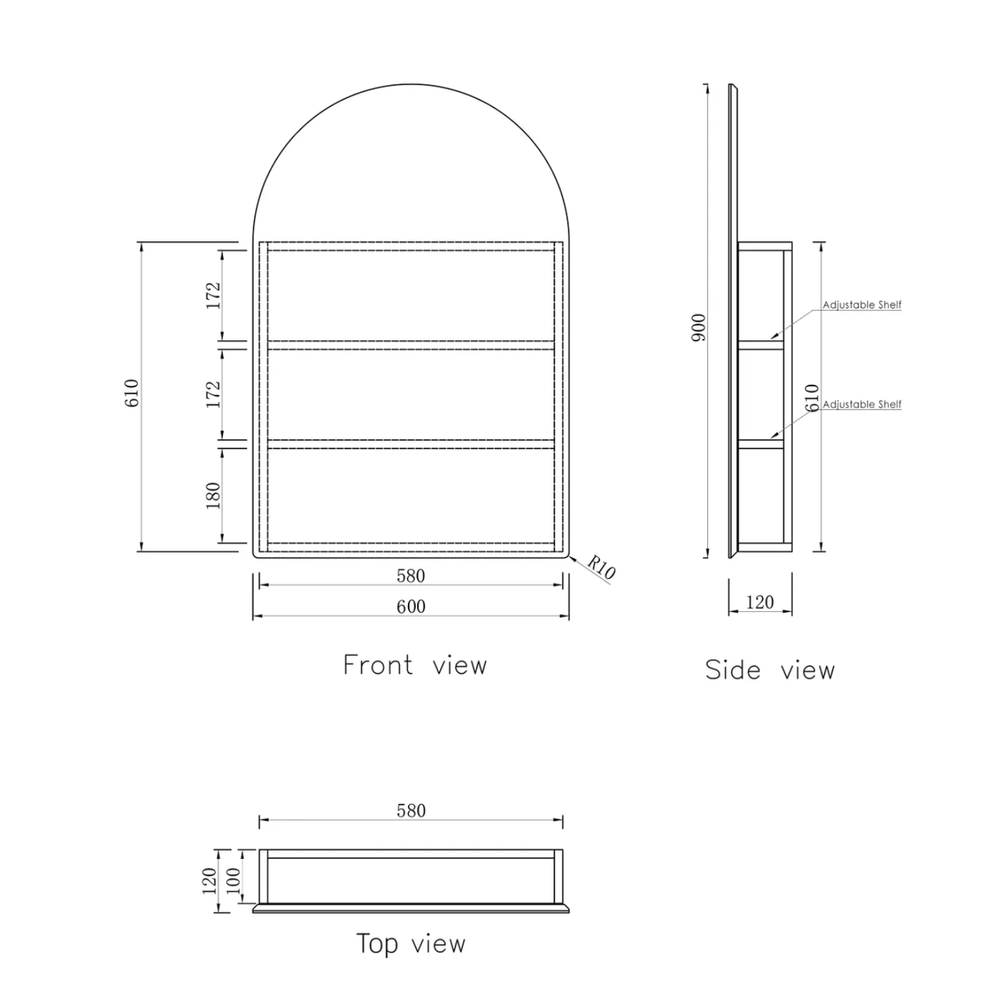 Otti Archie 900x600mm Shaving Cabinet