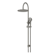 Meir 300mm Round Gooseneck Overhead Shower Rail, Three Function Hand Shower, Shadow