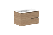 ADP Glacier Door & Drawer Twin Wall Hung Vanity - 900mm / Cast Marble Moulded Top / Left Hand Bowl