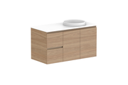 ADP Glacier Door & Drawer Twin Wall Hung Vanity - 1050mm / Stone Benchtop / Right Hand Bowl