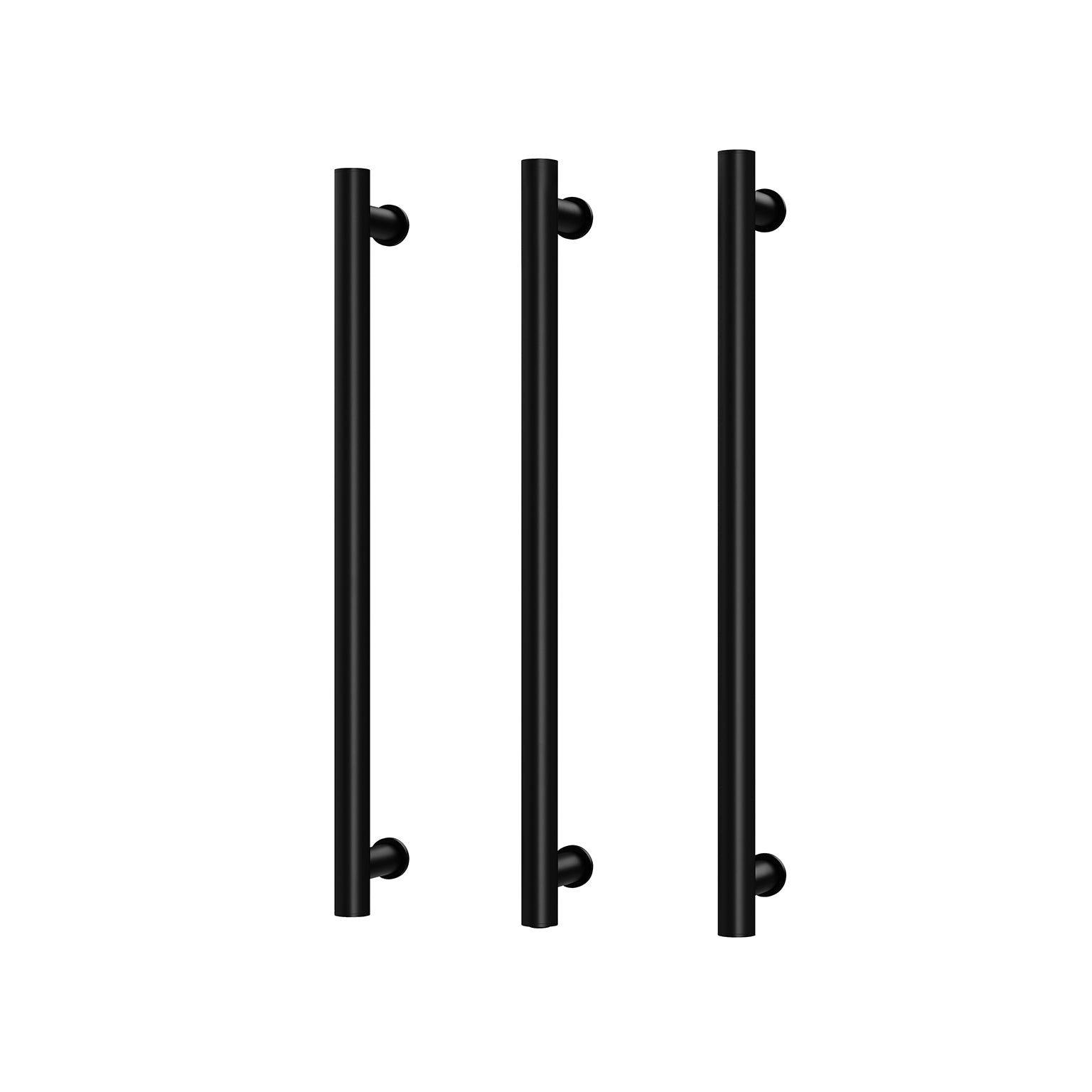 Phoenix Heated Triple Towel Rail Round 600mm, Matte Black