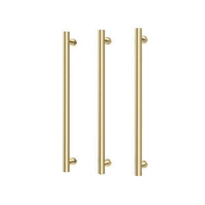 Phoenix Heated Triple Towel Rail Round 600mm, Brushed Gold