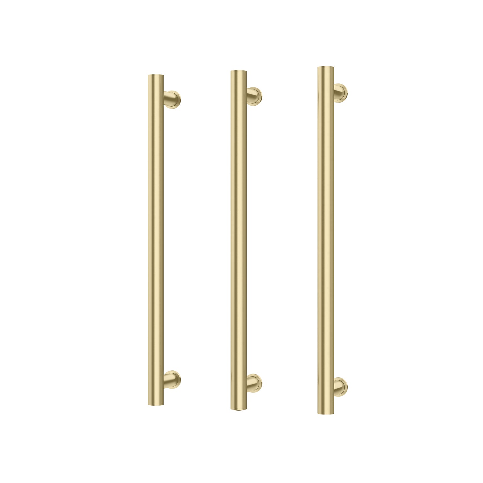 Phoenix Heated Triple Towel Rail Round 600mm, Brushed Gold