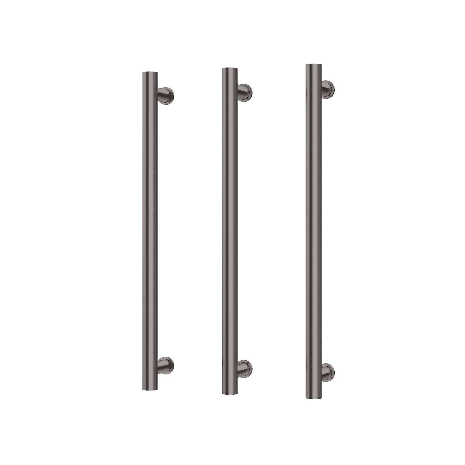 Phoenix Heated Triple Towel Rail Round 600mm, Brushed Carbon