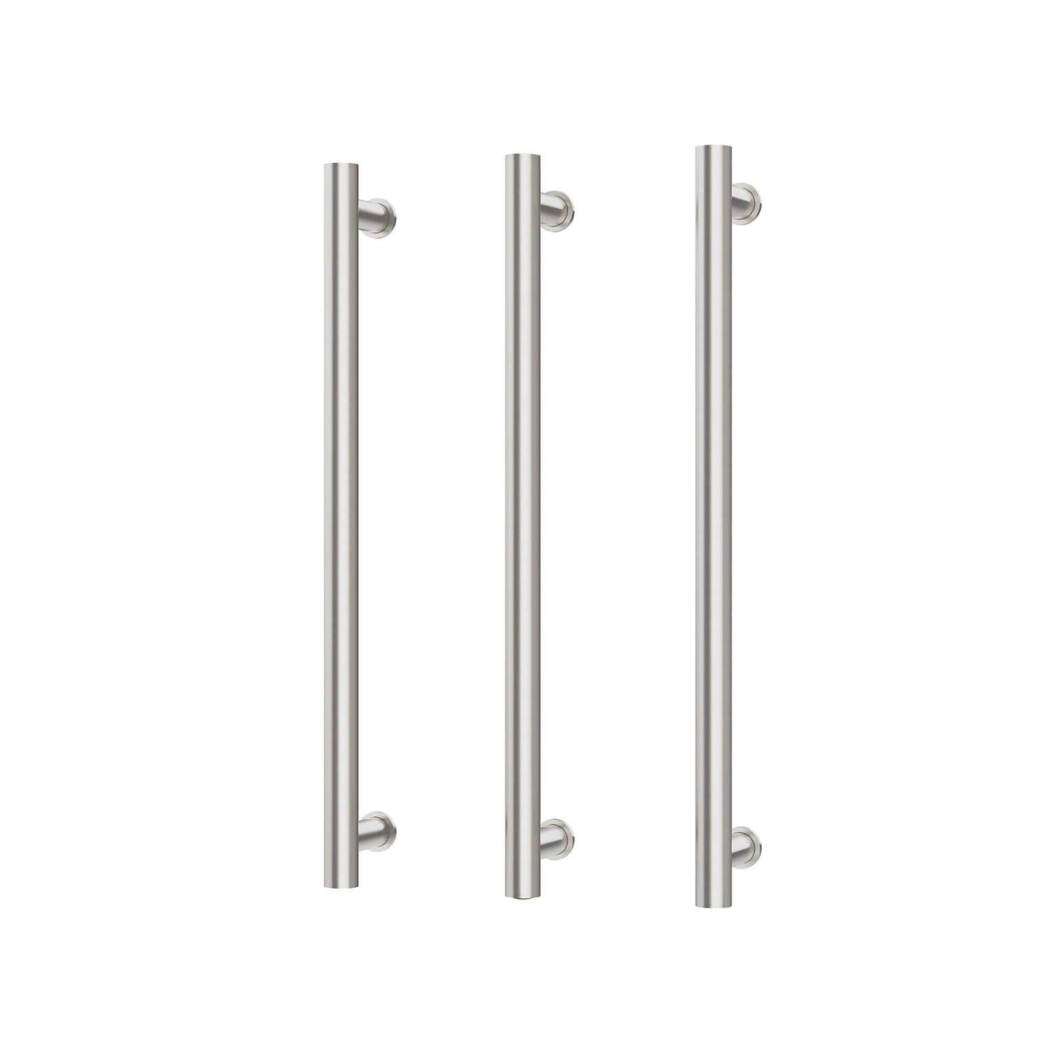 Phoenix Heated Triple Towel Rail Round 600mm, Brushed Nickel