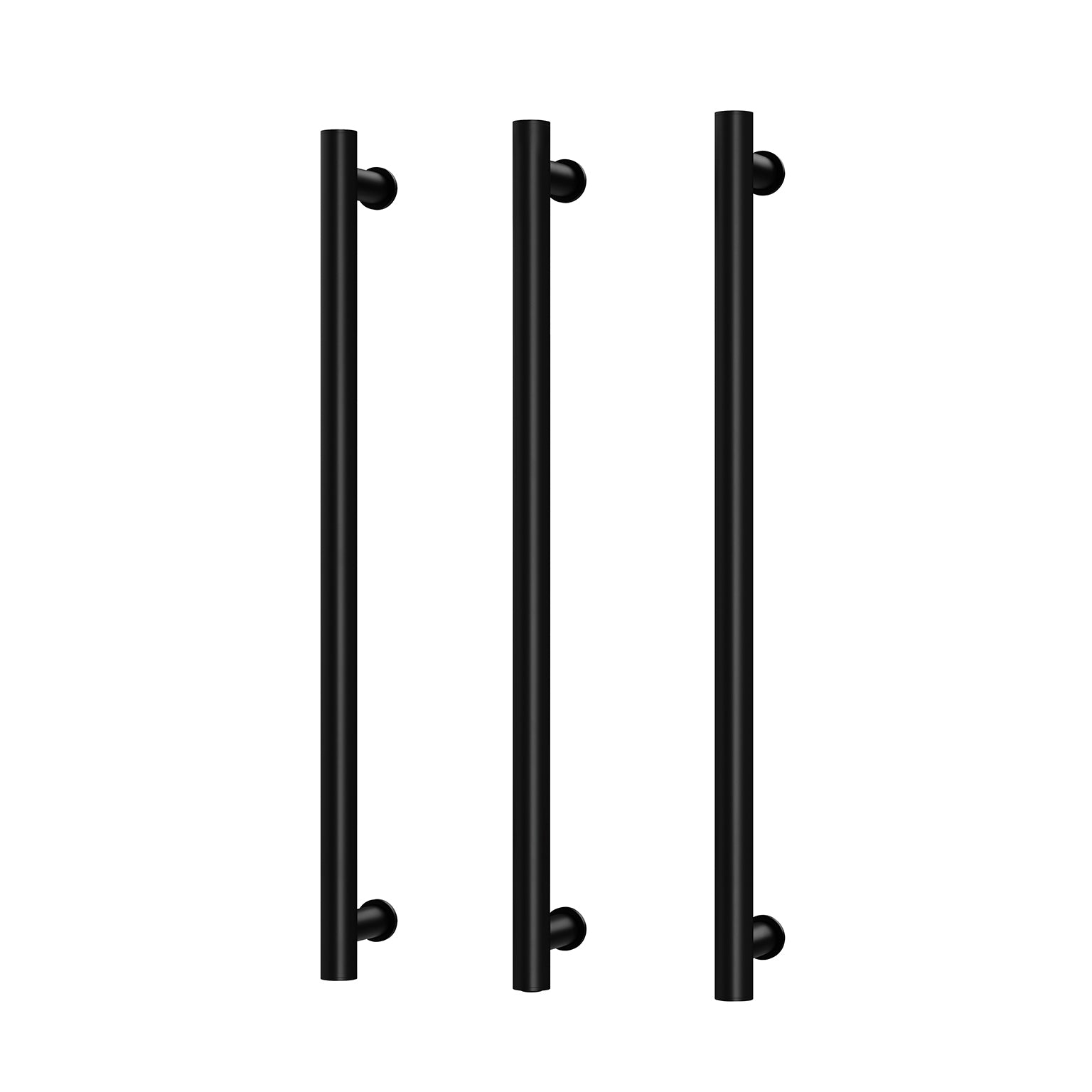 Phoenix Heated Triple Towel Rail Round 800mm, Matte Black