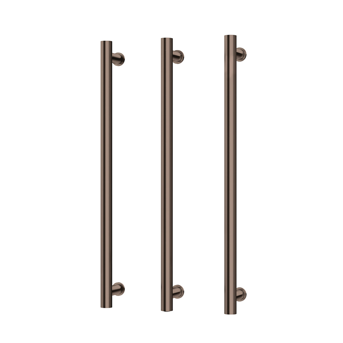 Phoenix Heated Triple Towel Rail Round 800mm, Brushed Bronze