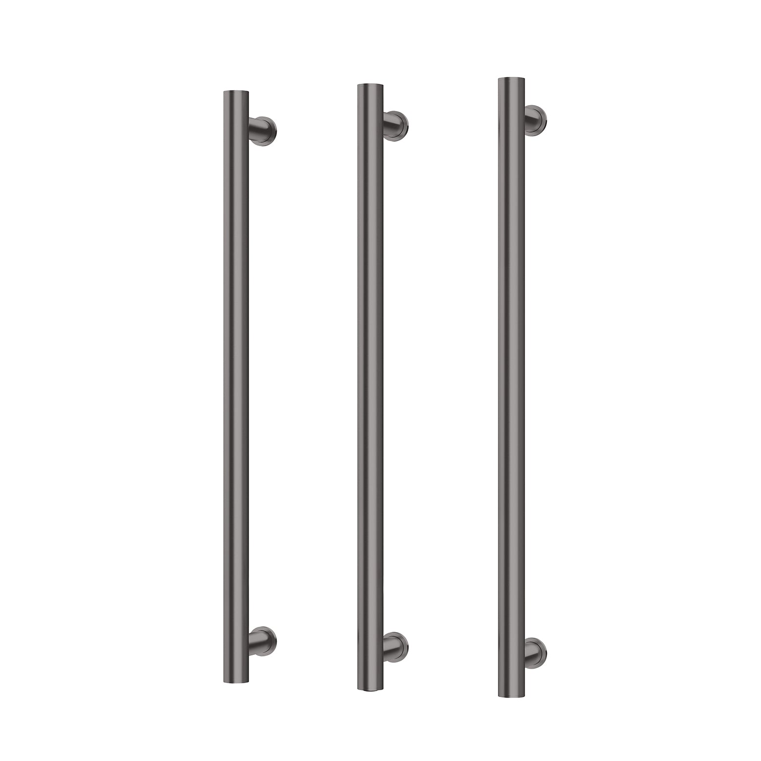 Phoenix Heated Triple Towel Rail Round 800mm, Brushed Carbon