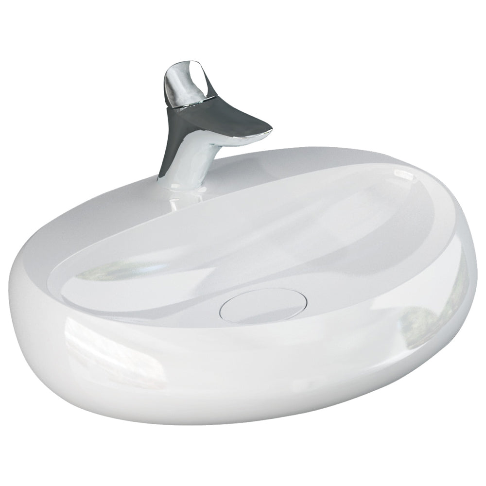 Fienza RAK Cloud Wall Hung Basin 650 1TH No Overflow, Alpine Gloss White