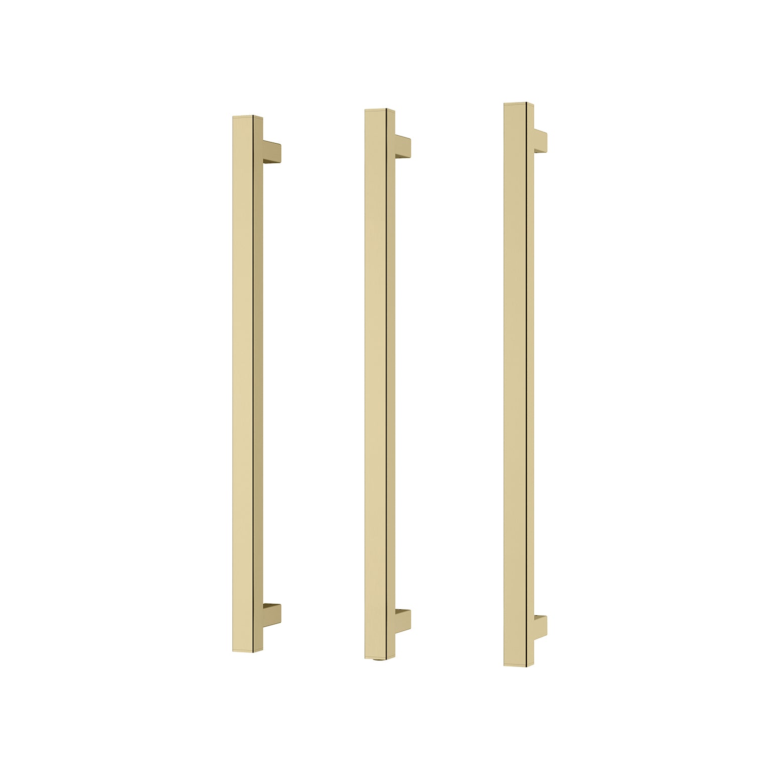 Phoenix Heated Triple Towel Rail Square 600mm, Brushed Gold