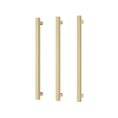 Phoenix Heated Triple Towel Rail Square 600mm, Brushed Gold