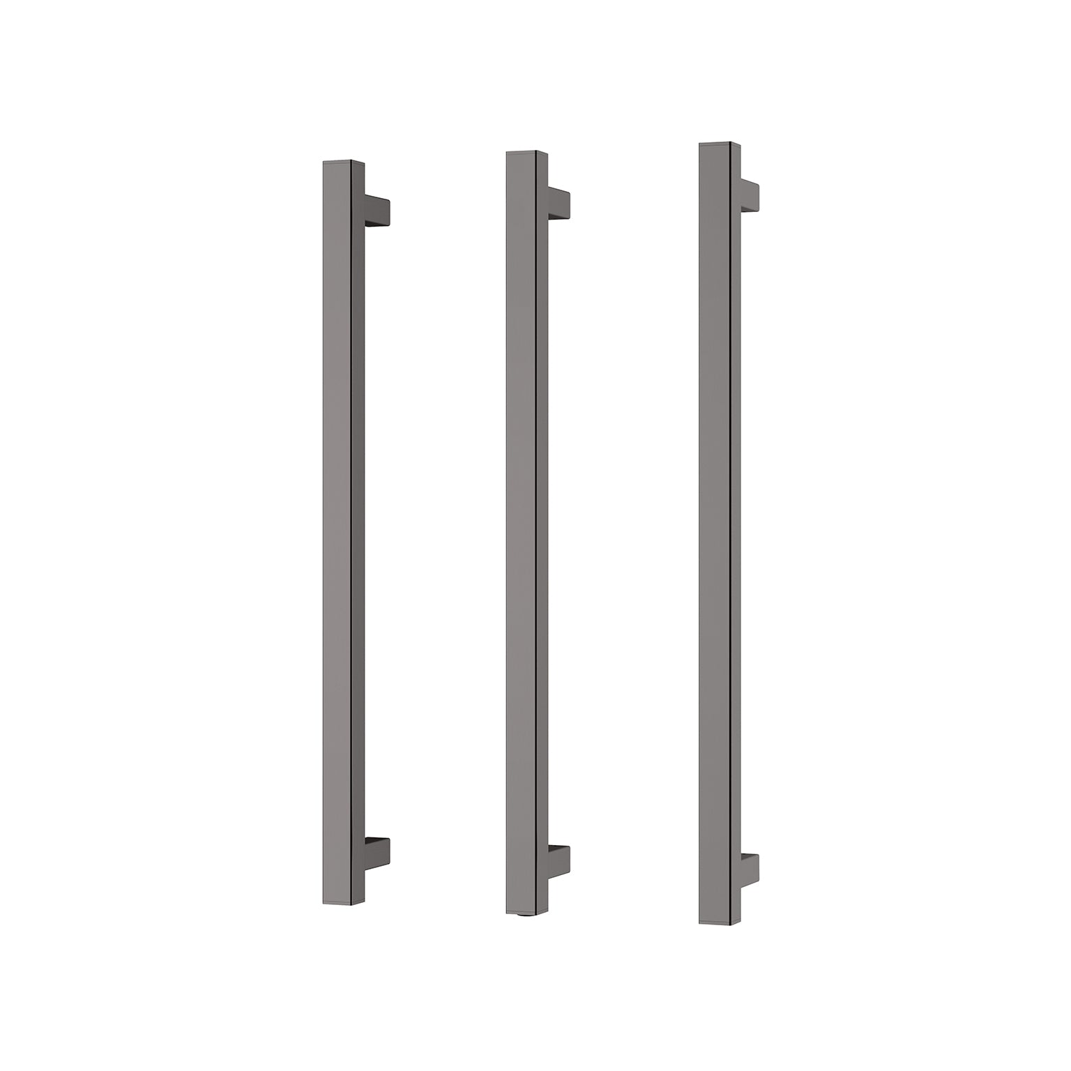 Phoenix Heated Triple Towel Rail Square 600mm, Brushed Carbon