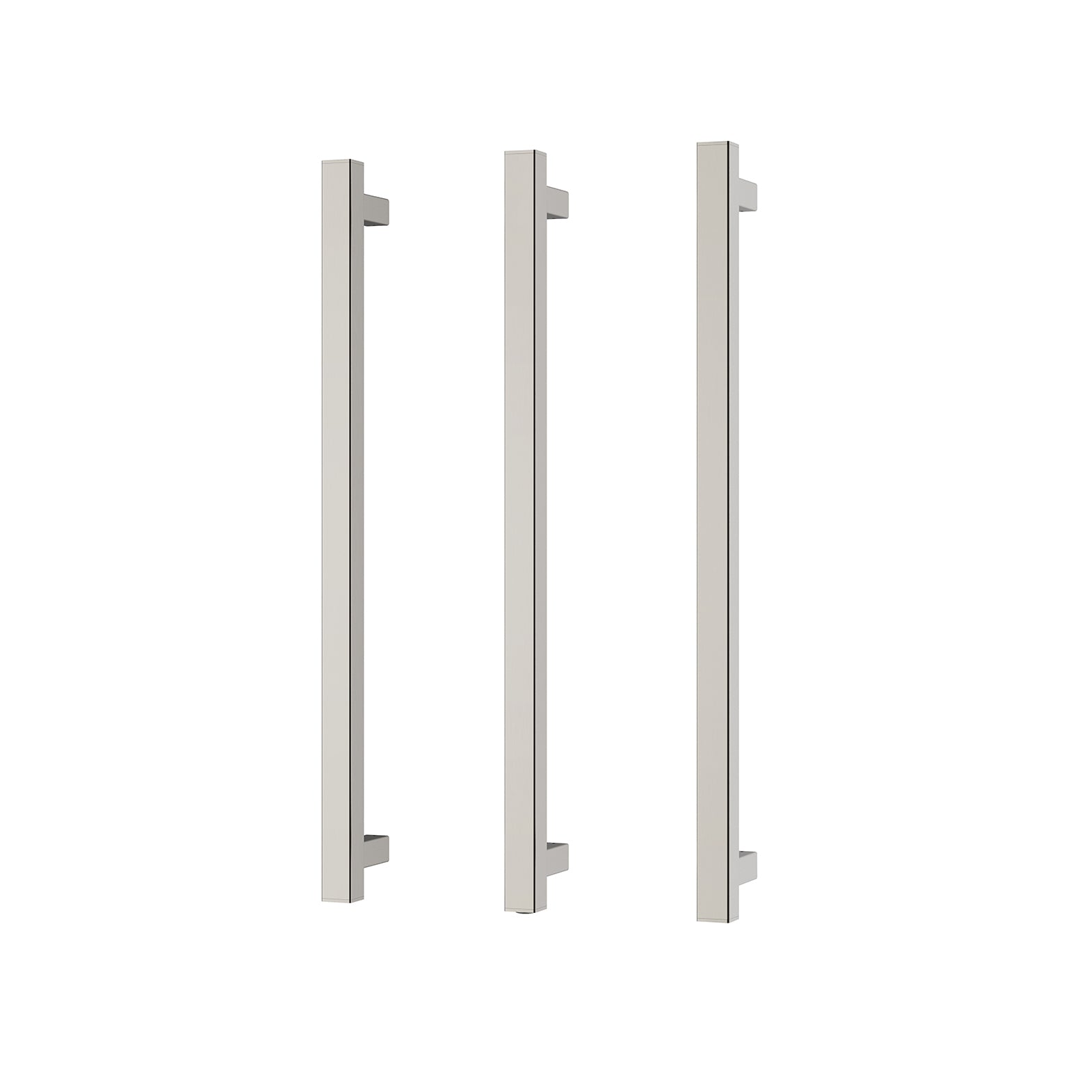 Phoenix Heated Triple Towel Rail Square 600mm, Brushed Nickel