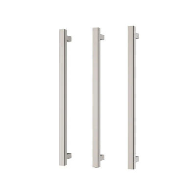 Phoenix Heated Triple Towel Rail Square 600mm, Brushed Nickel
