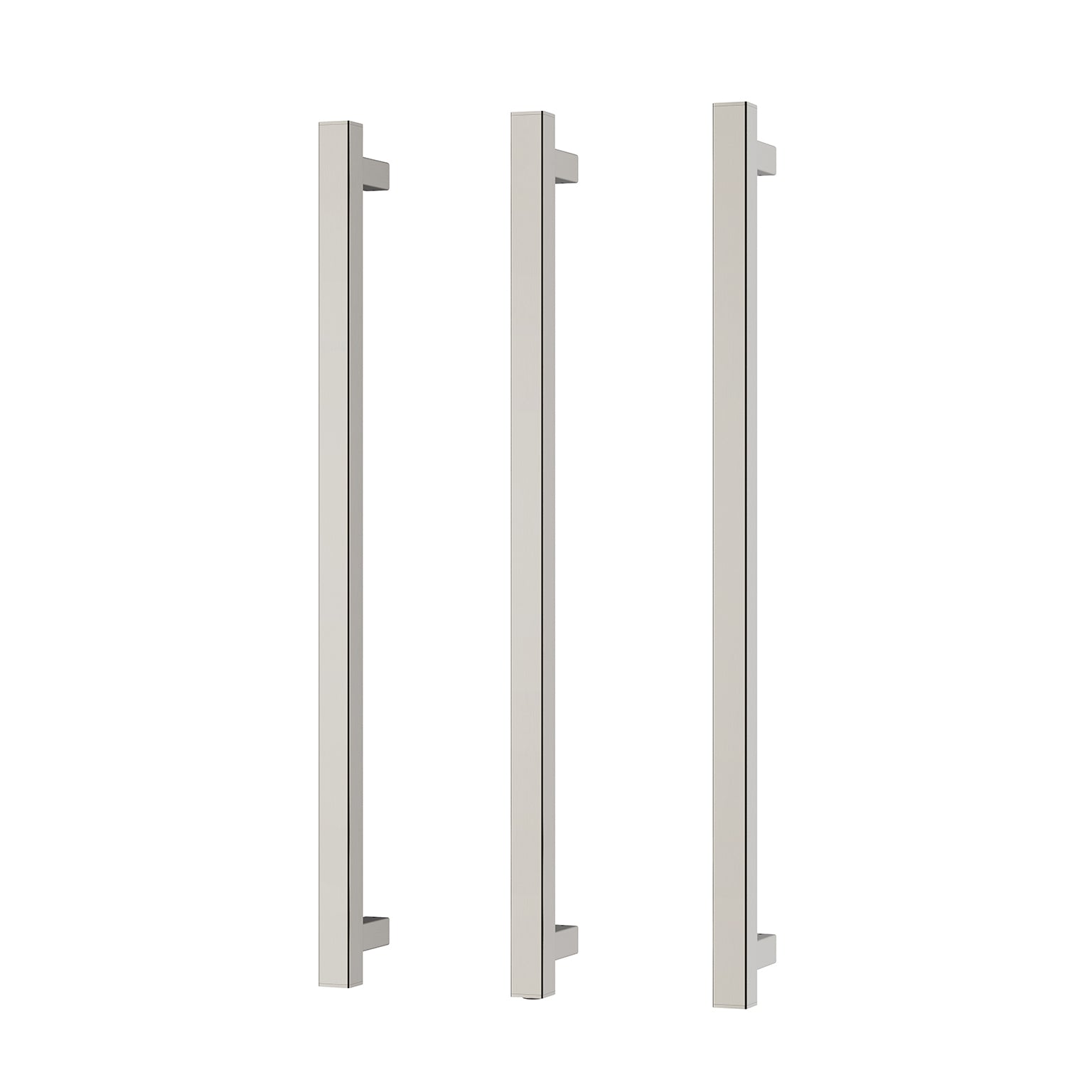 Phoenix Heated Triple Towel Rail Square 800mm, Brushed Nickel