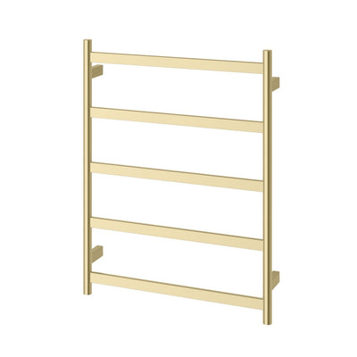 Phoenix Five Flat Bar Heated Towel Ladder 550mm x 740mm, Brushed Gold