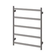 Phoenix Five Flat Bar Heated Towel Ladder 550mm x 740mm, Brushed Carbon