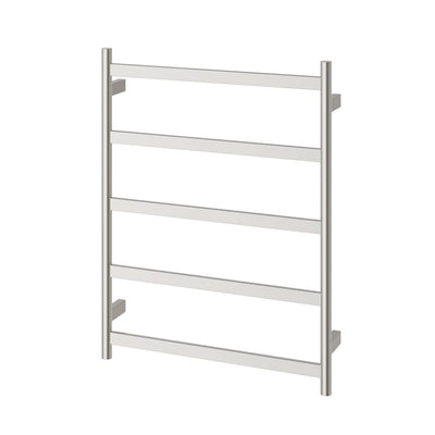 Phoenix Five Flat Bar Heated Towel Ladder 550mm x 740mm, Brushed Nickel