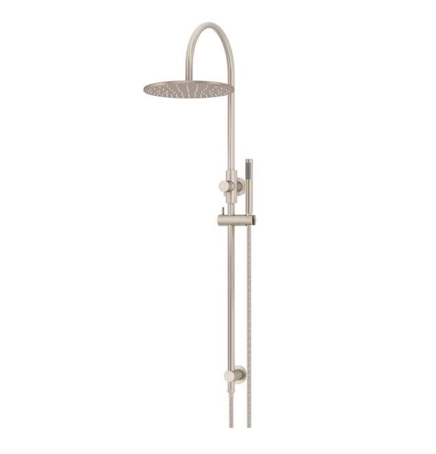 Meir 300mm Round Gooseneck Overhead Shower Set, Single Function Hand Shower, Champagne