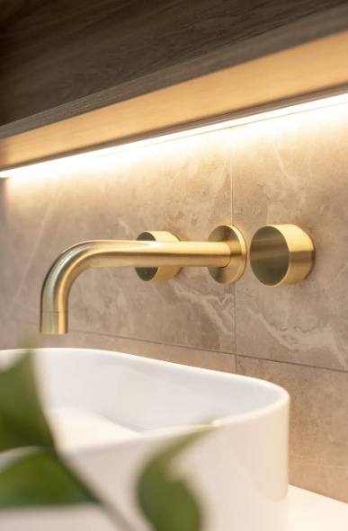 Meir Circular Wall Taps, Tiger Bronze