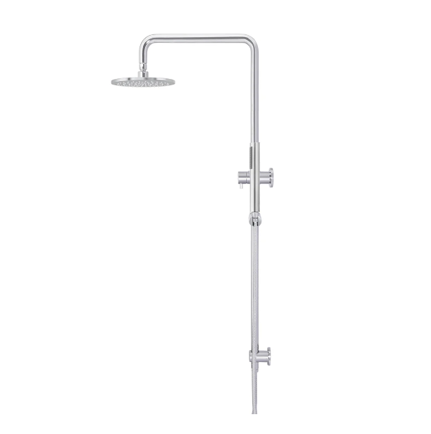 Meir Round Combination Shower Rail 200mm Rose, Single Function Hand Shower, Polished Chrome