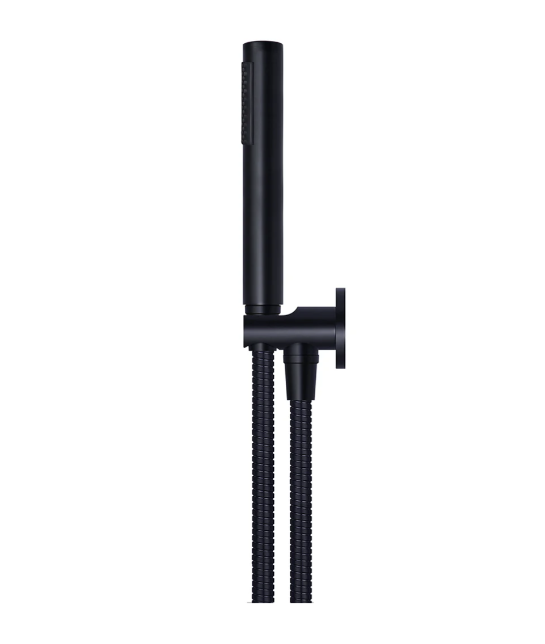 Meir Round Hand Shower on Fixed Bracket, Matte Black