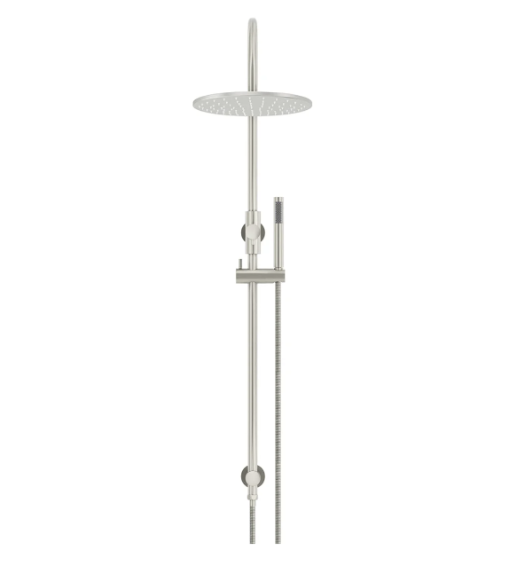 Meir 300mm Round Gooseneck Overhead Shower Set, Single Function Hand Shower, Brushed Nickel