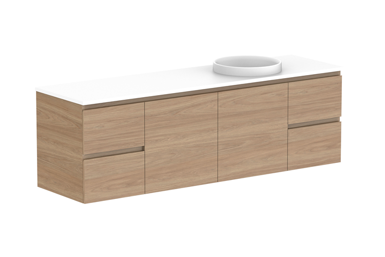 Adp Glacier Lite Door Drawer Twin Wall Hung Vanity 1800Mm Stone Benchtop 1 - 1800mm - Stone Benchtop - Right Hand Bowl - Lite