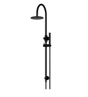 Meir 200mm Round Gooseneck Overhead Shower Set, Single Function Hand Shower, Matte Black