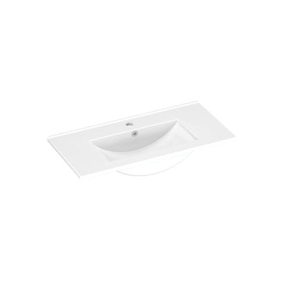 Fienza Delgado 765 x 365mm Ceramic Basin Top Only 1TH, Gloss White