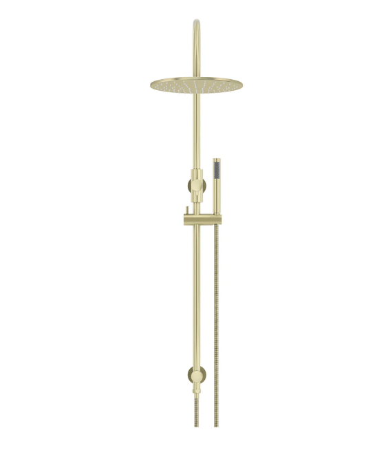 Meir 300mm Round Gooseneck Overhead Shower Set, Single Function Hand Shower, Tiger Bronze