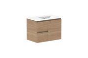 ADP Glacier Door & Drawer Twin Wall Hung Vanity - 750mm / Ceramic Moulded Top / Right Hand Bowl