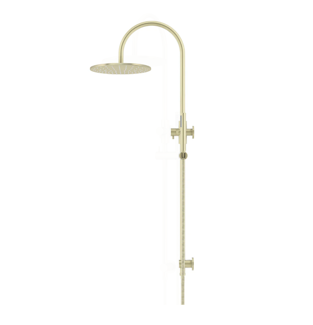 Meir 300mm Round Gooseneck Overhead Shower Set, Single Function Hand Shower, Tiger Bronze