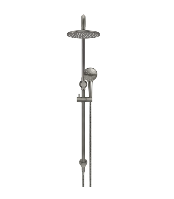 Meir Round Combination Shower Rail 200mm Rose, Three Function Hand Shower, Shadow