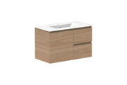 ADP Glacier Door & Drawer Twin Wall Hung Vanity - 900mm / Ceramic Moulded Top - 900mm - Ceramic Moulded Top - Centre Bowl - Lite