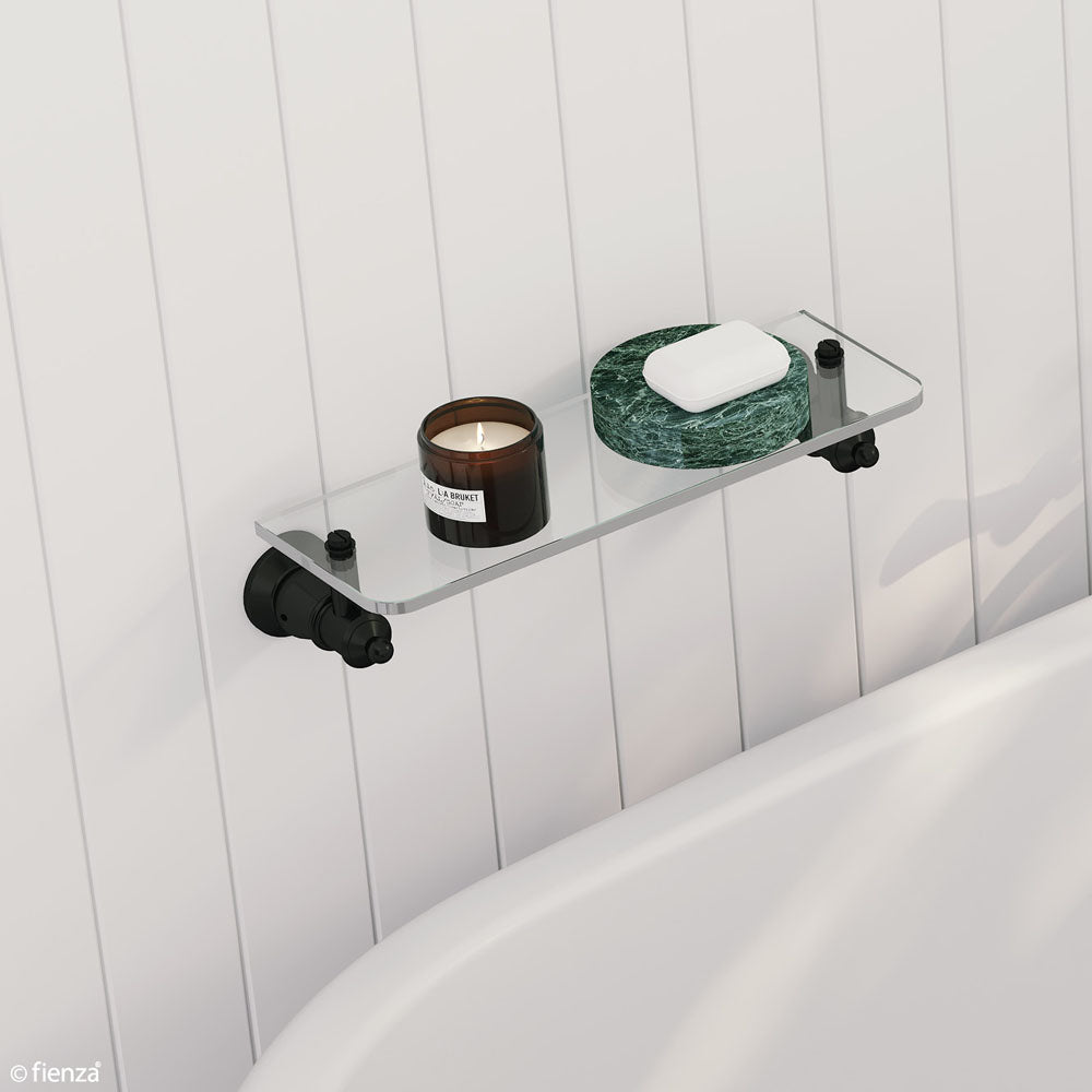 Fienza Lillian Glass Shelf, Matte Black