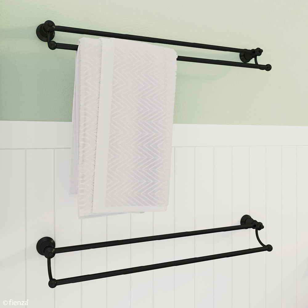 Fienza Lillian Double Towel Rail 800mm Adjustable, Matte Black