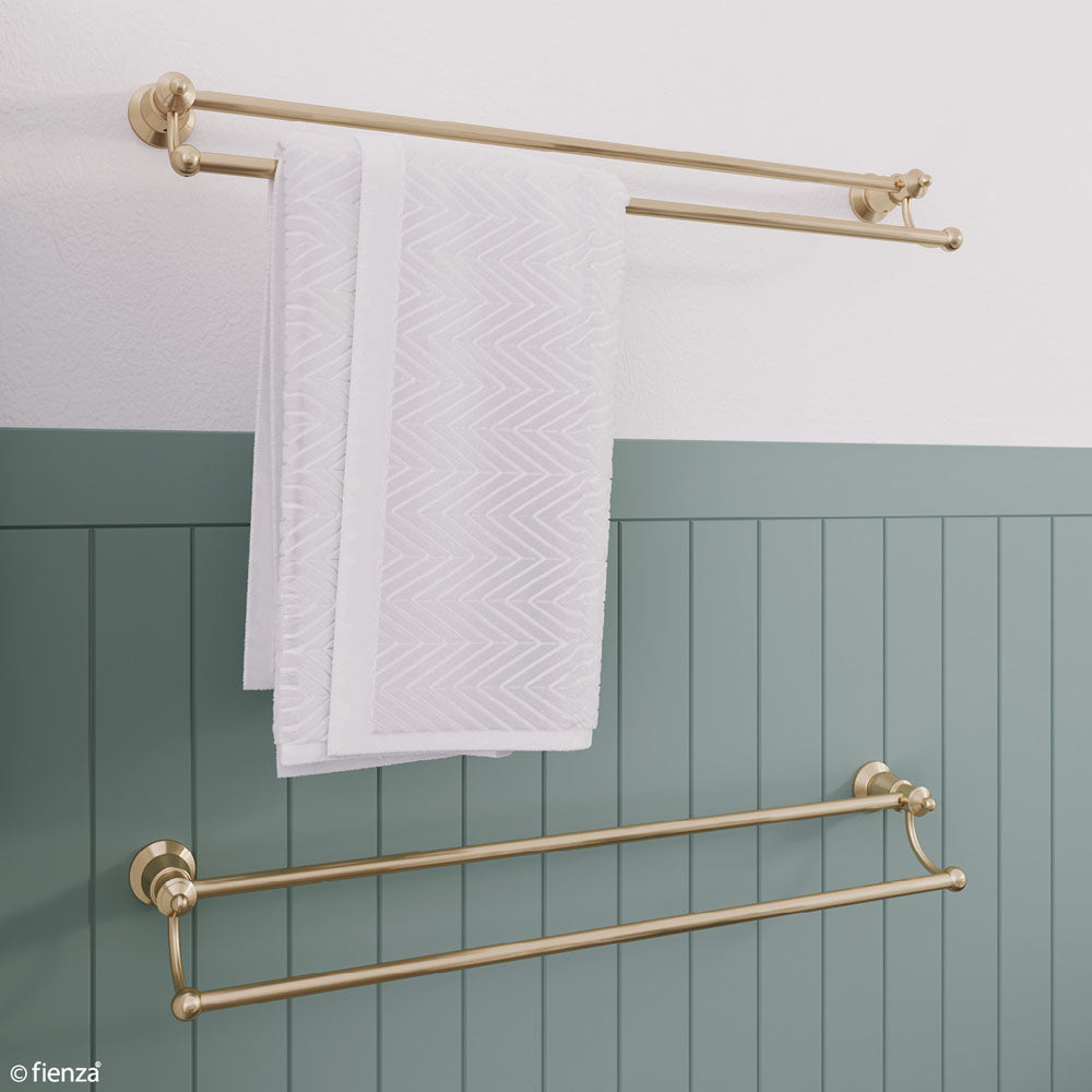 Fienza Lillian Double Towel Rail 800mm Adjustable, Urban Brass