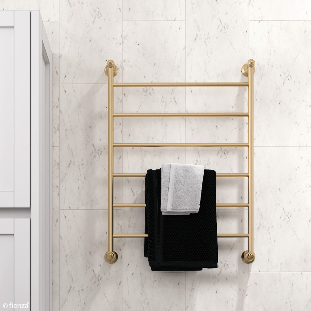 Fienza Lillian Heated Towel Rail, 600 x 800mm, Urban Brass