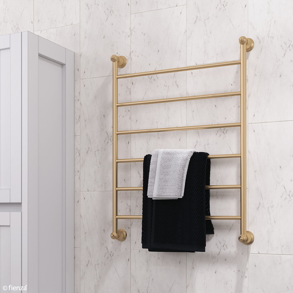 Fienza Lillian Heated Towel Rail, 600 x 800mm, Urban Brass