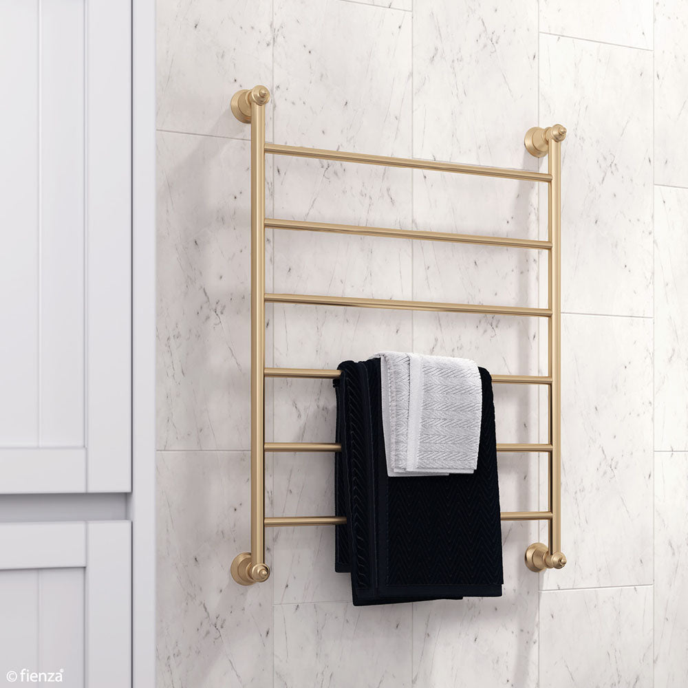 Fienza Lillian Heated Towel Rail, 600 x 800mm, Urban Brass