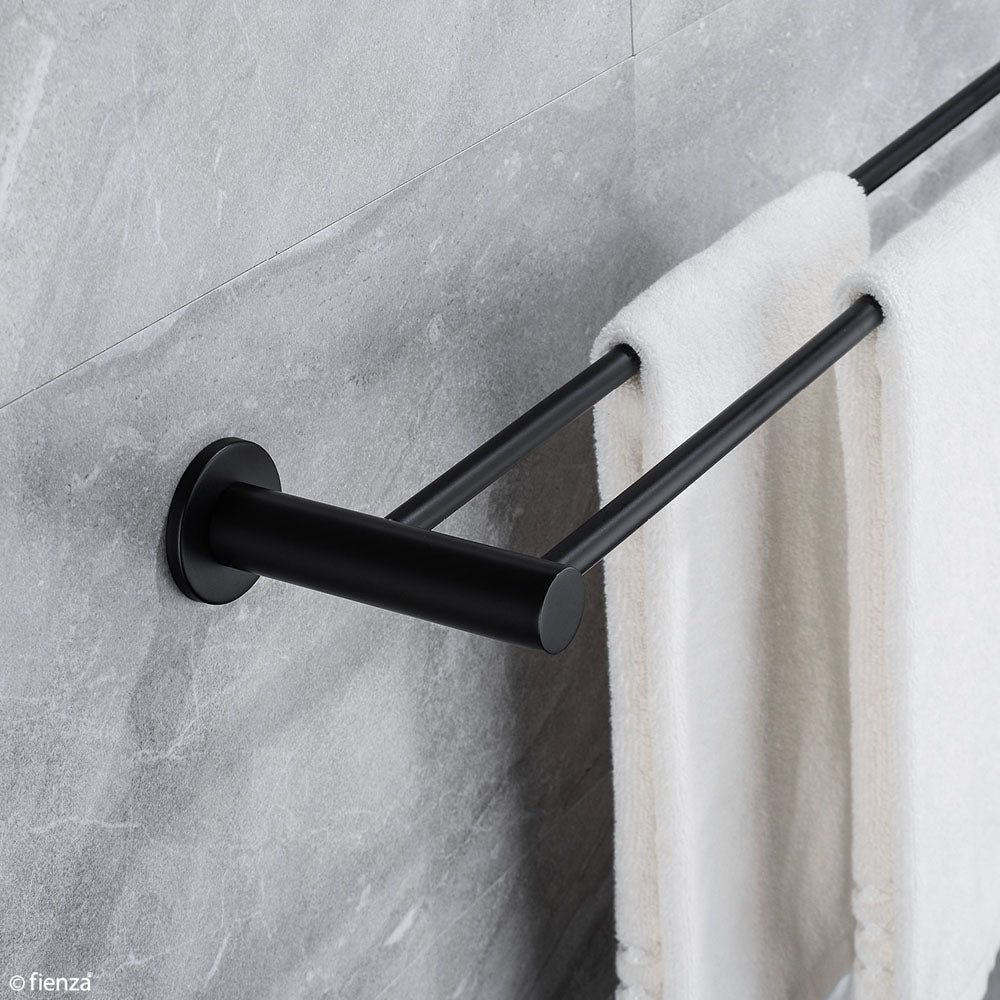 Fienza Hustle Double Towel Rail 800mm Adjustable, Matte Black