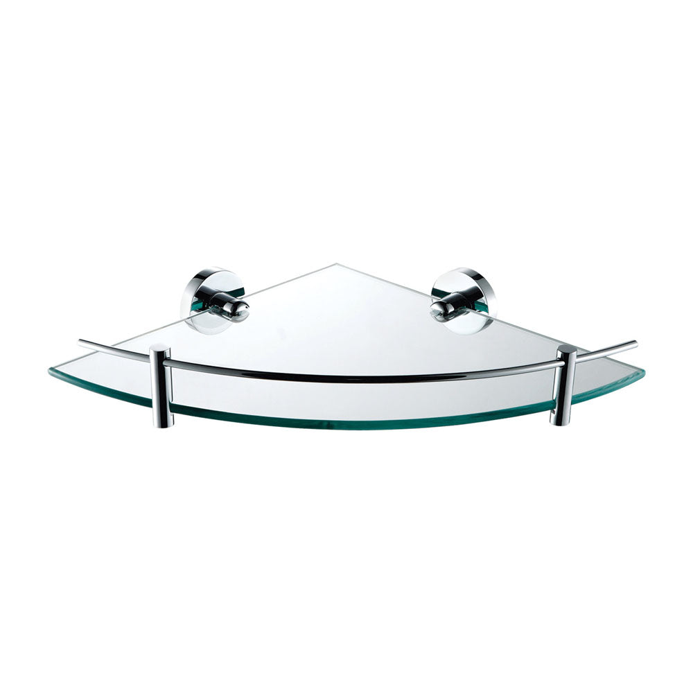 Fienza Michelle Glass Corner Shelf 200mm, Chrome