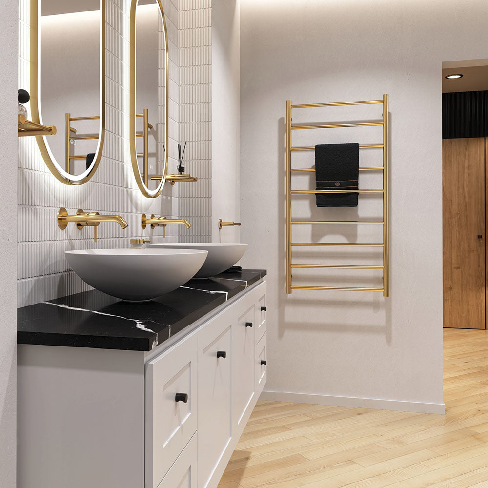 Fienza Isabella Heated Towel Rail, 600 x 1200mm, Urban Brass